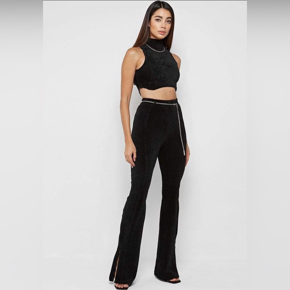 Maniere De Voir Ribbed Velour Matching Set - Black